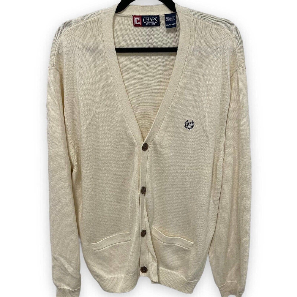Chaps Sweater Grandpa Style Cardigan Mens Size xLarge Button Closure Long Sleeve